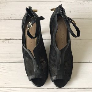 Jessica Simpson black peep toe heels